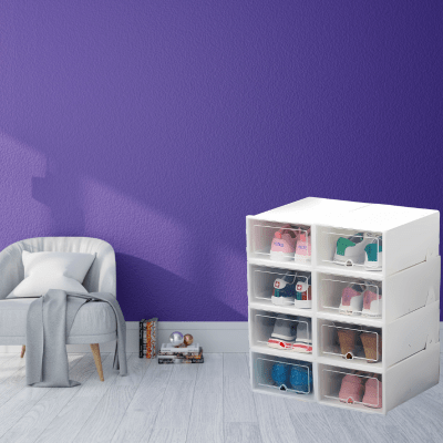 Boite Pour Ranger les Chaussures - Blanche - OptimEspace